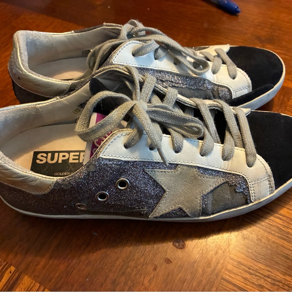 Golden Goose Superstar Sneakers with Glitter Accents